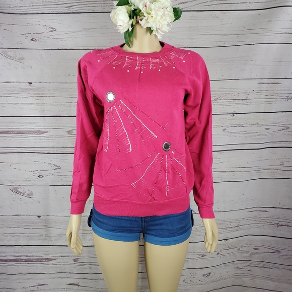 hanes her way pink medium spider web sweatshirt ( 5 for $20 ) - Picture 4 of 8